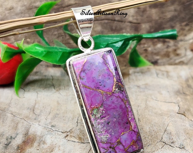 Purple Copper Turquoise Pendant~ 925 Silver Pendant ~ Purple Gemstone ~ Women Pendant~ Dainty Pendant ~ Gift for her~ Lovely Pendant ..