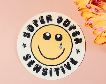 Super sensitive sticker cute depression  glossy waterproof hydroflask journal planner Mashup meme funny mental illness