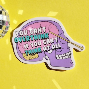 Funny lobotomy sticker hilarious glossy waterproof hydroflask journal planner Mashup meme mental health cute depression anxiety