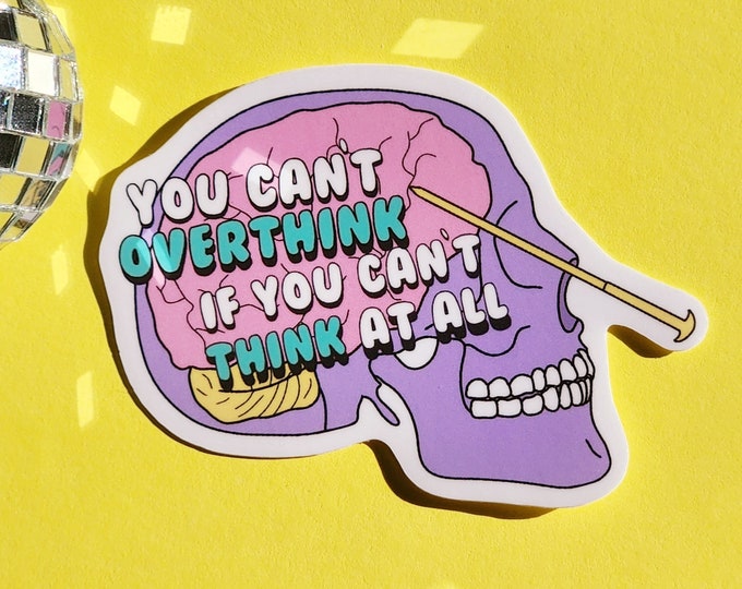 Featured listing image: Funny lobotomy sticker hilarious glossy waterproof hydroflask journal planner Mashup meme mental health cute depression anxiety