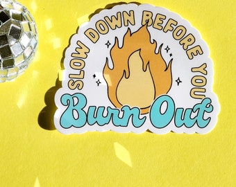 Burn out sticker cute adhd asd autism glossy waterproof hydroflask journal planner waterproof smudgeproof gift friend