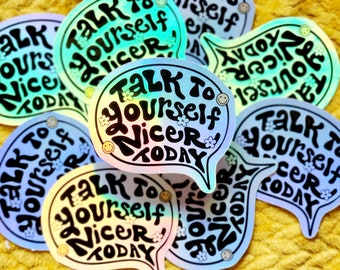 Anxiety sticker cute depression mental illness glossy waterproof hydroflask journal planner retro cute self talk gentle