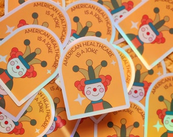 Health care reform sticker brain political cute planner journal hydroflask waterproof stickers clown mental health awareness gift