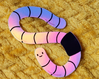 Holographic worm stickers earthworm nature cute planner hydroflask colorful waterproof smudgeproof