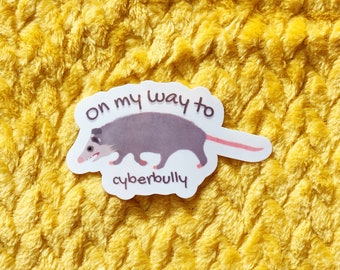 Funny sticker possum adult humor sarcastic meme sticker hydroflask journal cute cyberbully sassy gift glossy waterproof