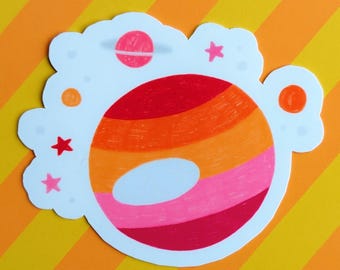 Lesbian pride sticker planets solar system lgbtq waterproof smudgeproof hydroflask planner journal wlw planetary stars unique gift