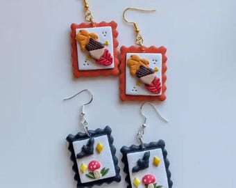 Fall stamp earrings hypoallergenic gold earring gorgeous autumn inspired charms girly dangle ear rings