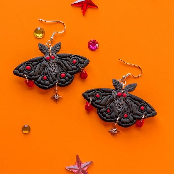 Mothman earrings cryptid dangles kitschy hook earrings silver Halloween earring cute