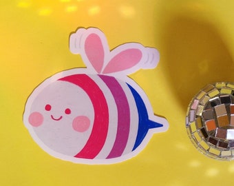 Bisexual sticker bumble bee kawaii pride Bisexuality lgbtq waterproof smudgeproof hydroflask planner journal cute high quality glossy
