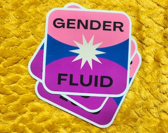 Non binary sticker theybe pride gender fluid cute glossy waterproof smudgeproof gift hydroflask journal planner androgynous lgbtq