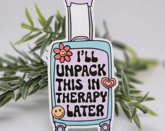 Therapy sticker funny mentally ill depression glossy waterproof hydroflask journal planner Mashup meme