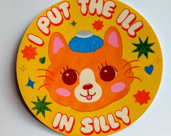 Funny sticker chronically ill cat glossy waterproof hydroflask journal planner rainbow illness silly hilarious gift