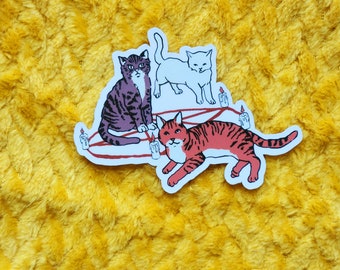 Funny cat sticker halloween retro cute stickers hydroflask spooky season nostalgia planner journal seance adorable hilarious