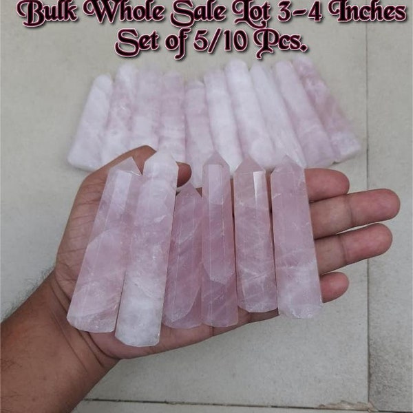 Bulk Wholesale Lot, Rose Quartz Crystal Tower, Large Rose Quartz Crystal Point, Rose Obelisk, Natural Rose Crystal wand, Crystal Tower, 3-4"