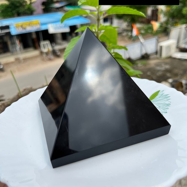 Large Shungite Pyramid | EMF Protection | Meditation | Home Protection Crystal | Home Decor Crystal | Detox Crystal | Purification Crystal