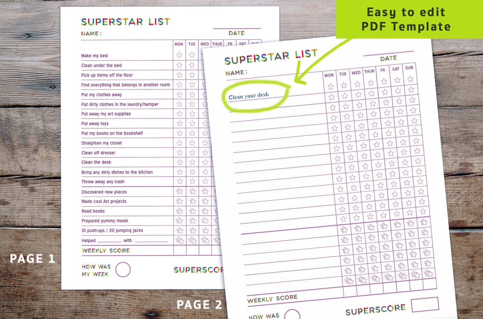 EDITABLE CHORES TEMPLATE for Kids, Printable to Do List and Reward ...