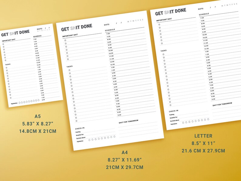 Get Shit Done Printable to Do List Template Stationary Planner - Etsy