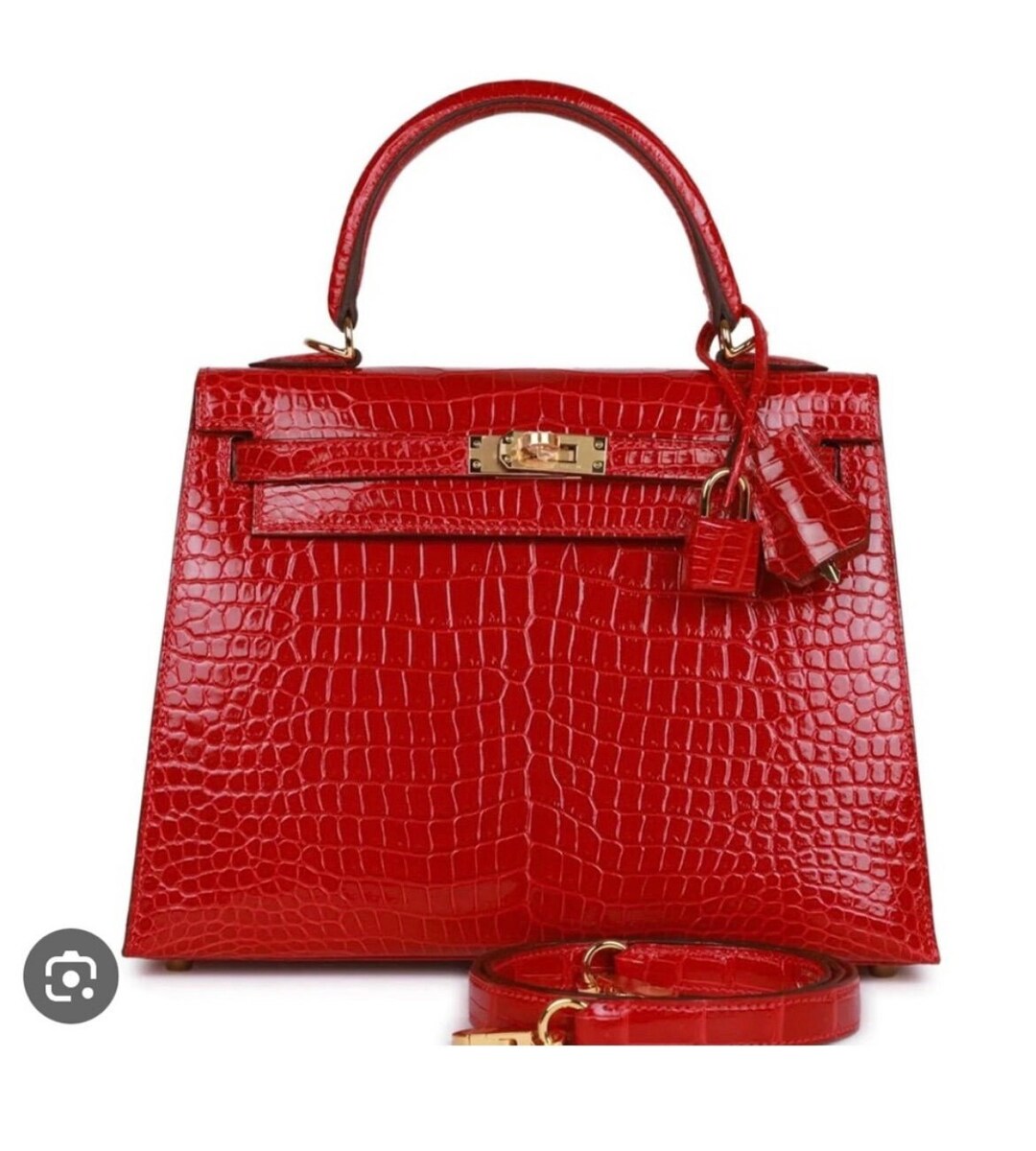 Handbag Resort Genuine Croc Embossed Red Leather Millie Kelly 25