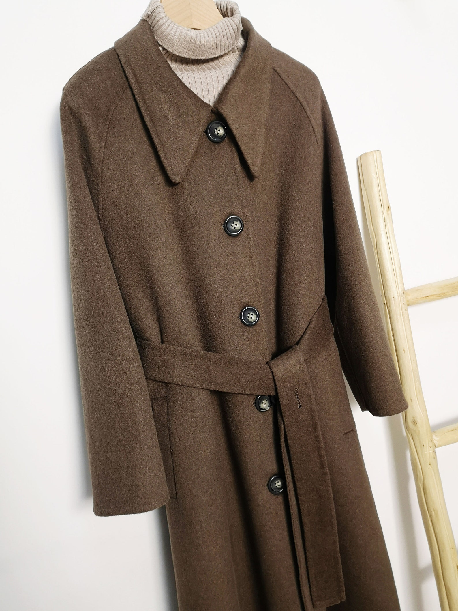 Brown Women Wool Coat Singlebreasted Lapel Overcoat Long Etsy