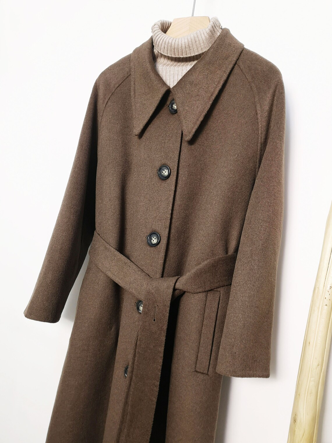 Brown Women Wool Coat Singlebreasted Lapel Overcoat Long Etsy