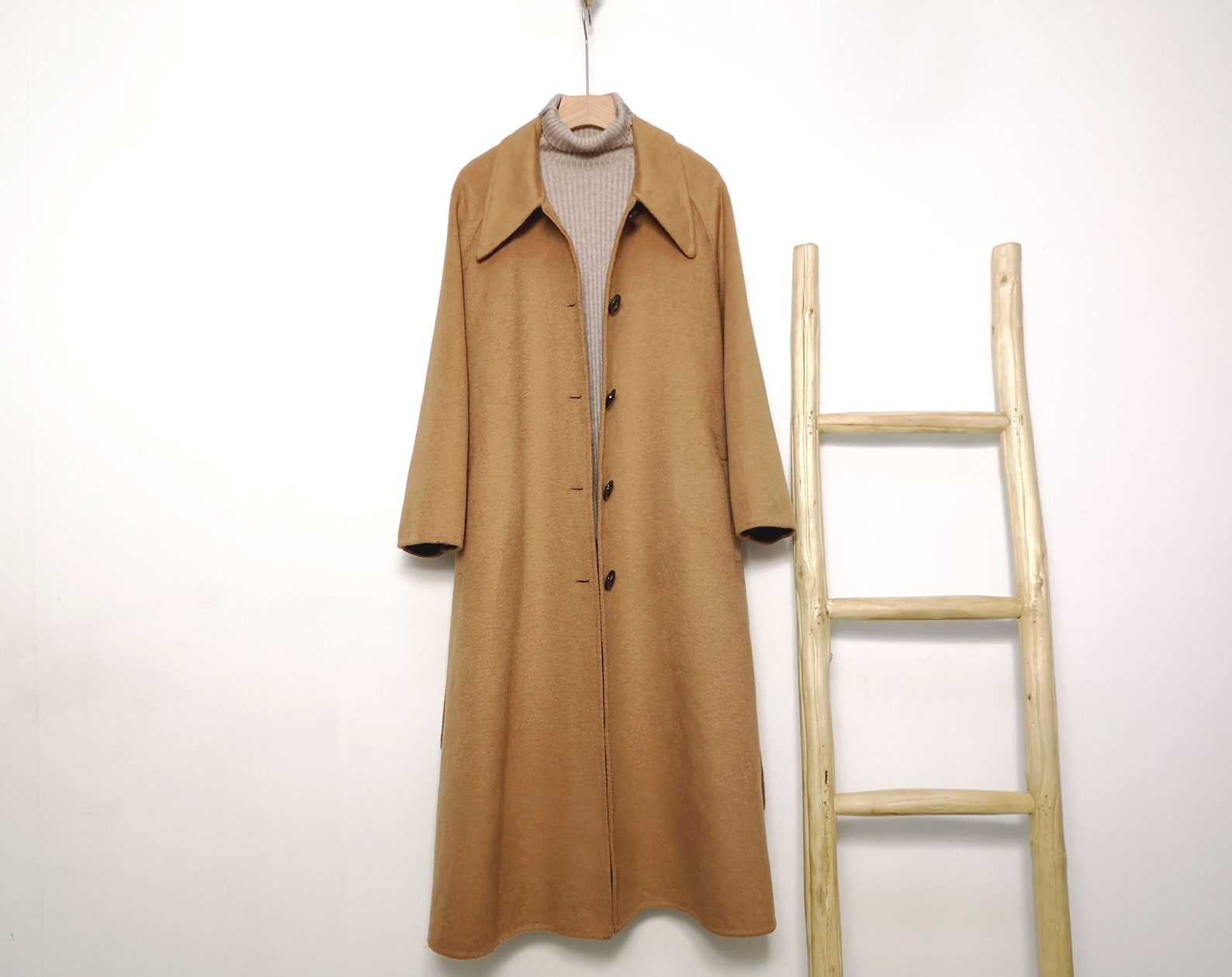 camel single breasted wool coat