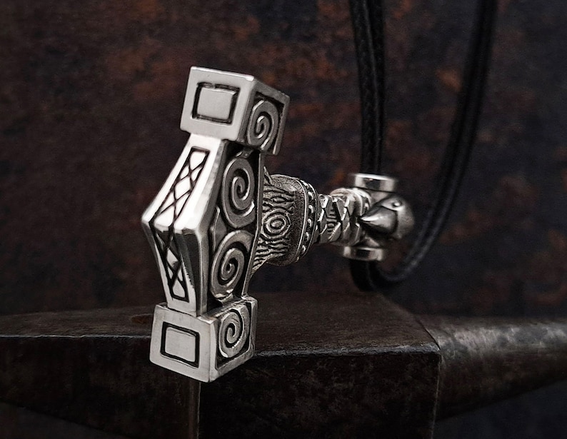 Pendentif Marteau De Thor En Argent 925 - Petit Modèle, 20 Mm, Avec Cordon Noir, Mythologie Nordique