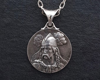 Medallón de cara de Vercingetorix, plata maciza hecha a mano