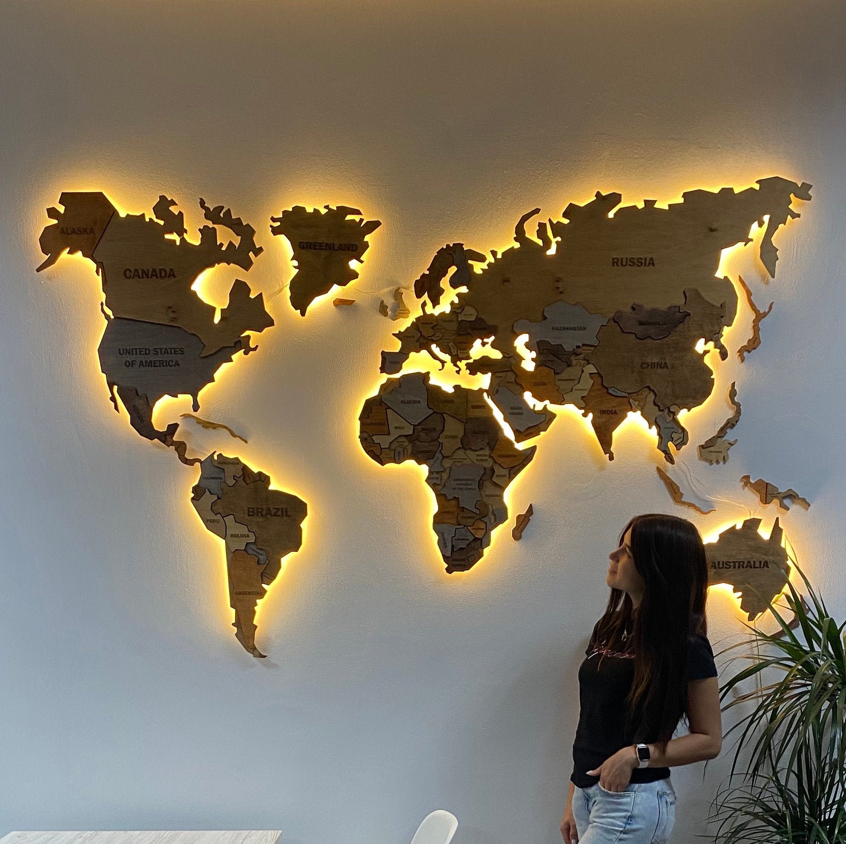 3D World Map World Map With Countries World Map Wall Art Etsy