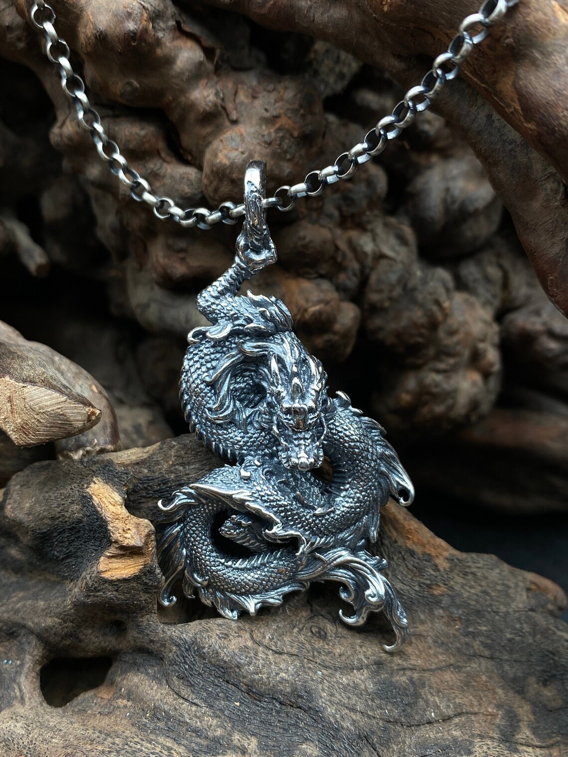 Dragon Pendant Dragon Necklace Sterling Silver 925 Etsy