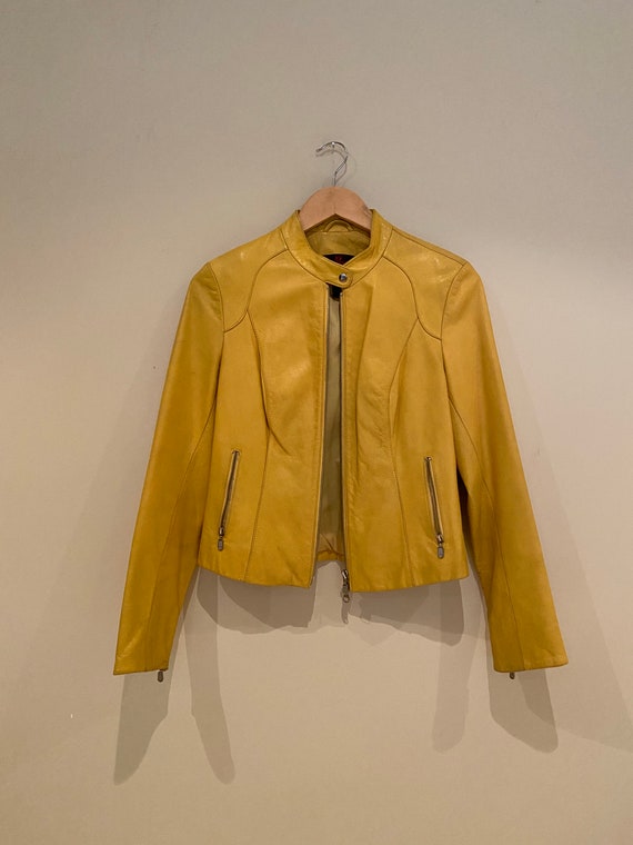 Danier Yellow Leather Motorcycle Jacket