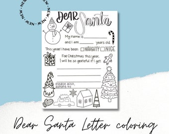 Dear Santa, Santa Letter, Christmas printable, Dear Santa Letter, Dear Santa Coloring Page, Christmas Kids Activities, Christmas Printables