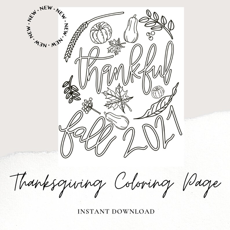 Printable Thanksgiving Coloring Page, Fall Coloring Page, Printable  Coloring Pages, Adult Coloring Pages Printable, Thankful