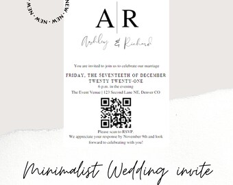 Minimalist Wedding Invitation QR Code - Instant Download