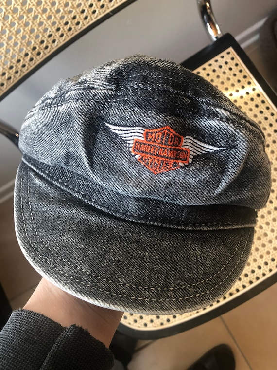 Vintage Harley Davidson Captain Hat/Denim Biker Ha