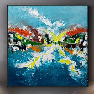 Modern Colorful Art On Canvas, Abstract Painting For Room Wall Decoration, Large Modern Colorful Wall Art, Blue textured Art, Wall Hanging