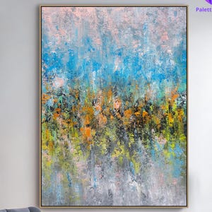 Abstract Gold Blue Wall Art Texture Painting On Canvas For Home Wall Decoration, Abstract Textured Wall Art On Canvas Blue Gold Painting