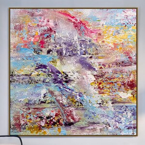 Large Colorful Wall Art On Canvas Abstract Textured Painting For Living Room, Oversized Texture Wall Art Canvas Colorful Abstract Painting
