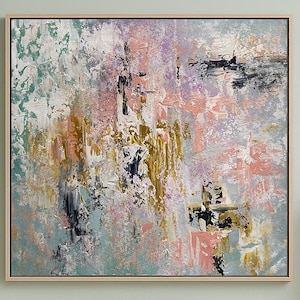 Pink and Gray Abstract Wall Artwork wall art abstract wall art Framed Wall Art Large Wall Art Housewarming Gift  Pink Wall Art