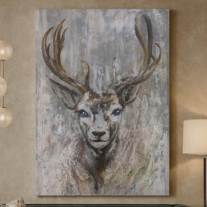 Large Deer Wall Art for Home Décor, Rustic Deer Canvas Artwork For Farmhouse and Home Décor, Wildlife wall art, Deer Wall Hanging