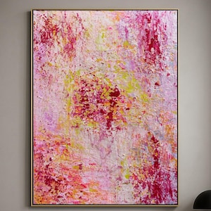 Pink Wall Art, Pink Canvas Wall Art, Pink and Gold Painting, Gold framed wall art, Luxury Wall Décor, Abstract Wall Art, Pink Modern Canvas