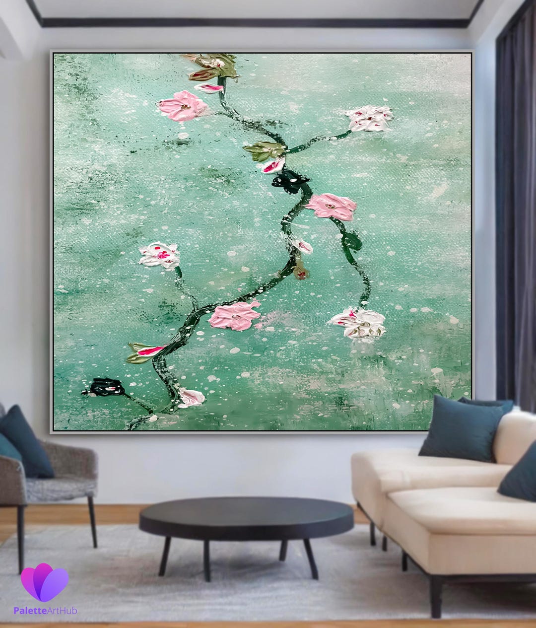 Textured Flower Painting on Canvas: Modern Abstract Wall Art - Etsy