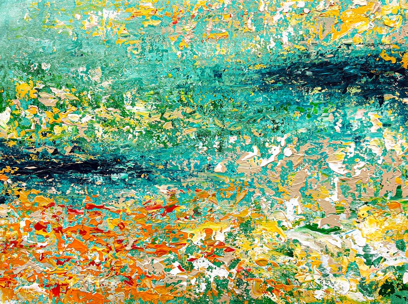 Abstract Green Orange Wall Art for Bedroom Decoration Painting on