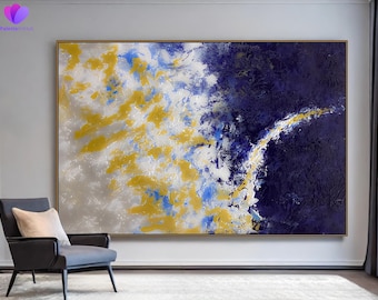 Textured Abstract Canvas Painting, Handmade Modern Wall Art, Oversized Contemporary Artwork for Home or Gallery Display