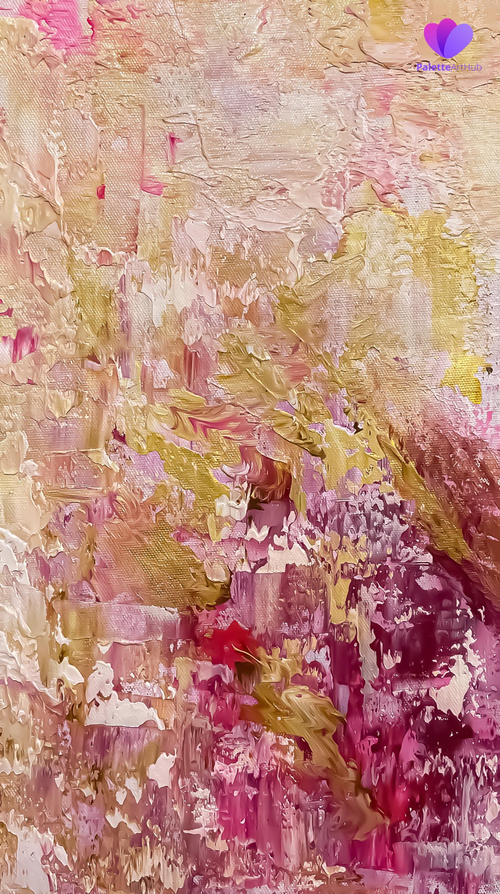 Pink and Gold Abstract Canvas Painting, Textured Modern Wall Art ...