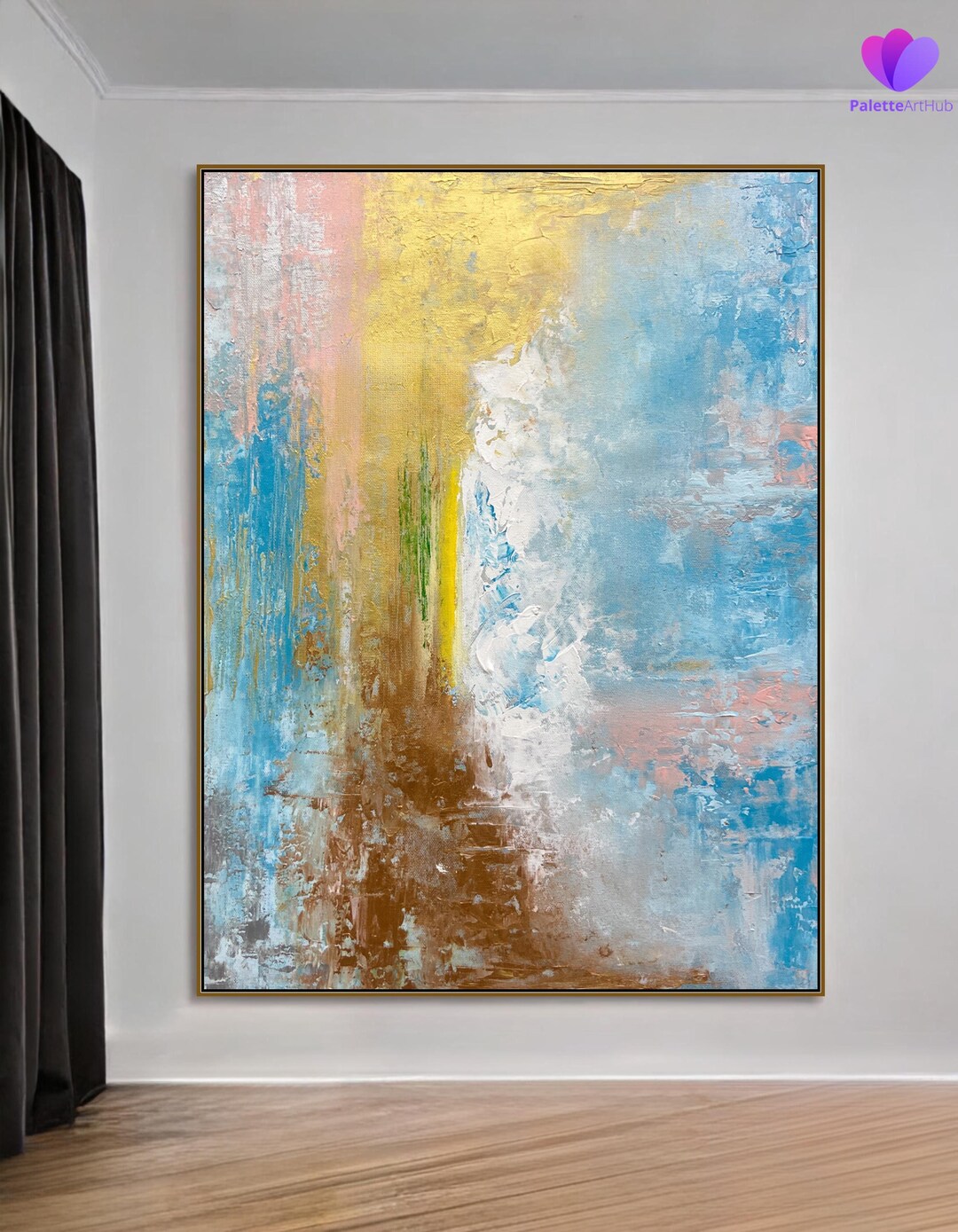 Abstract Geometric Canvas Painting, Handmade Modern Wall Art, Original ...
