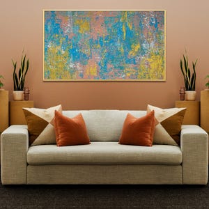 Yellow Blue Abstract Painting Canvas Art, Wall Art For Living Room Decoration Painting On Canvas, Trendy Home Décor, Wall Hanging