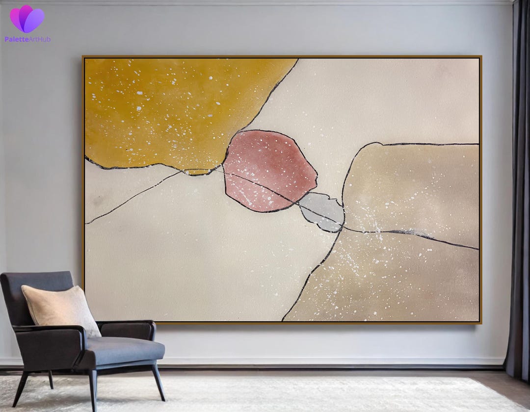 Geometric Abstract Painting on Canvas: Brush Stroke Stone Wall Art - Etsy