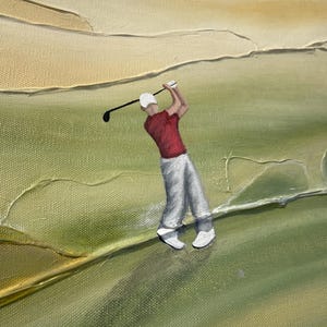 Golf Abstract Textured Painting, Handmade Palette Knife Green Landscape, Large Contemporary Golf Wall Art for Home & office decor image 8