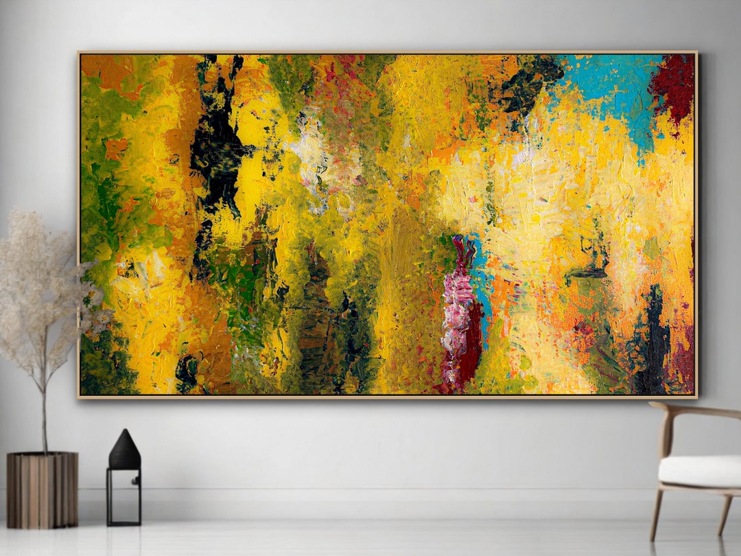 Extra Large Abstract Yellow Wall Art Textured Painting on Etsy