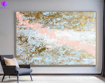 Textured Abstract Painting on Canvas: Living Room Wall Art